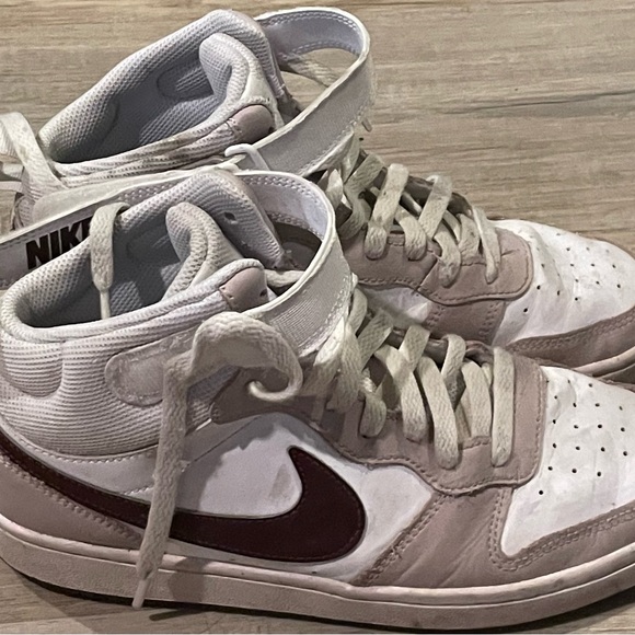 nike court borough mid 2 7y White/Burgundy Crush/Platinum Violet - Picture 4 of 7